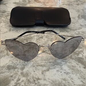 YSL Heart-Shaped Silver & Gray Loulou Sunglasses